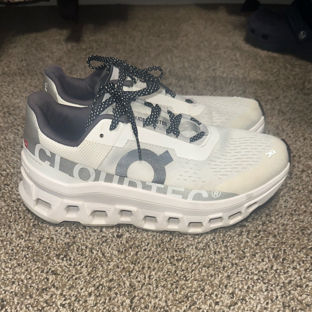 On Cloudmonster White Running Shoes